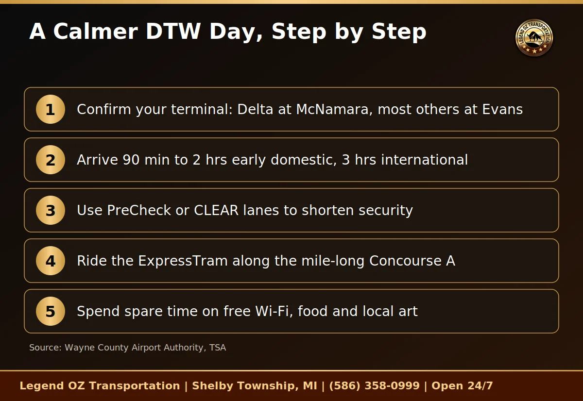 Step by step plan for a calmer day at Detroit Metro Airport
