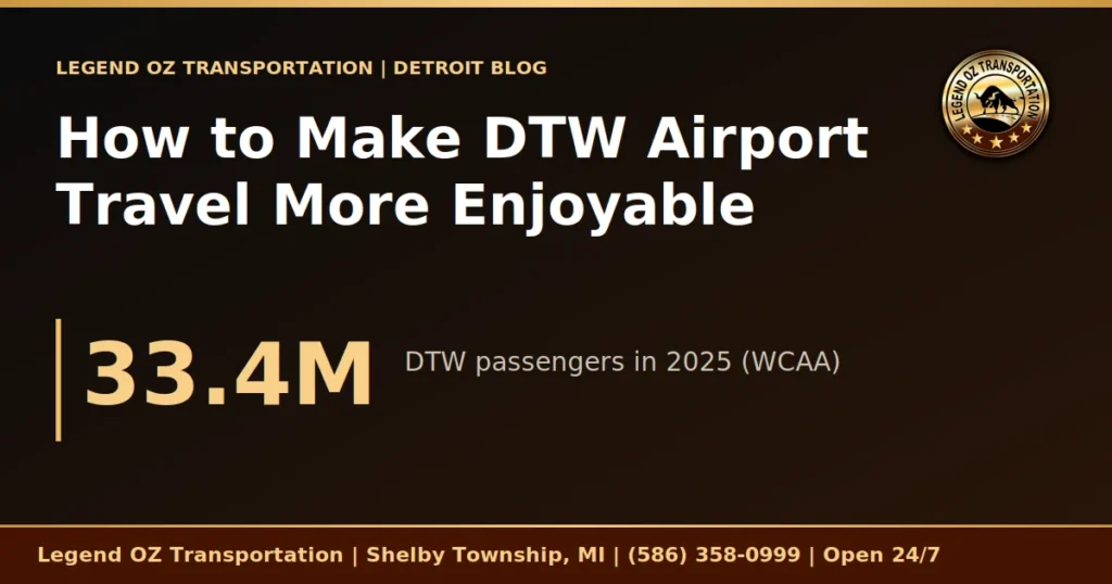 How to Make DTW Airport Travel More Enjoyable graphic from Legend OZ Transportation, Detroit