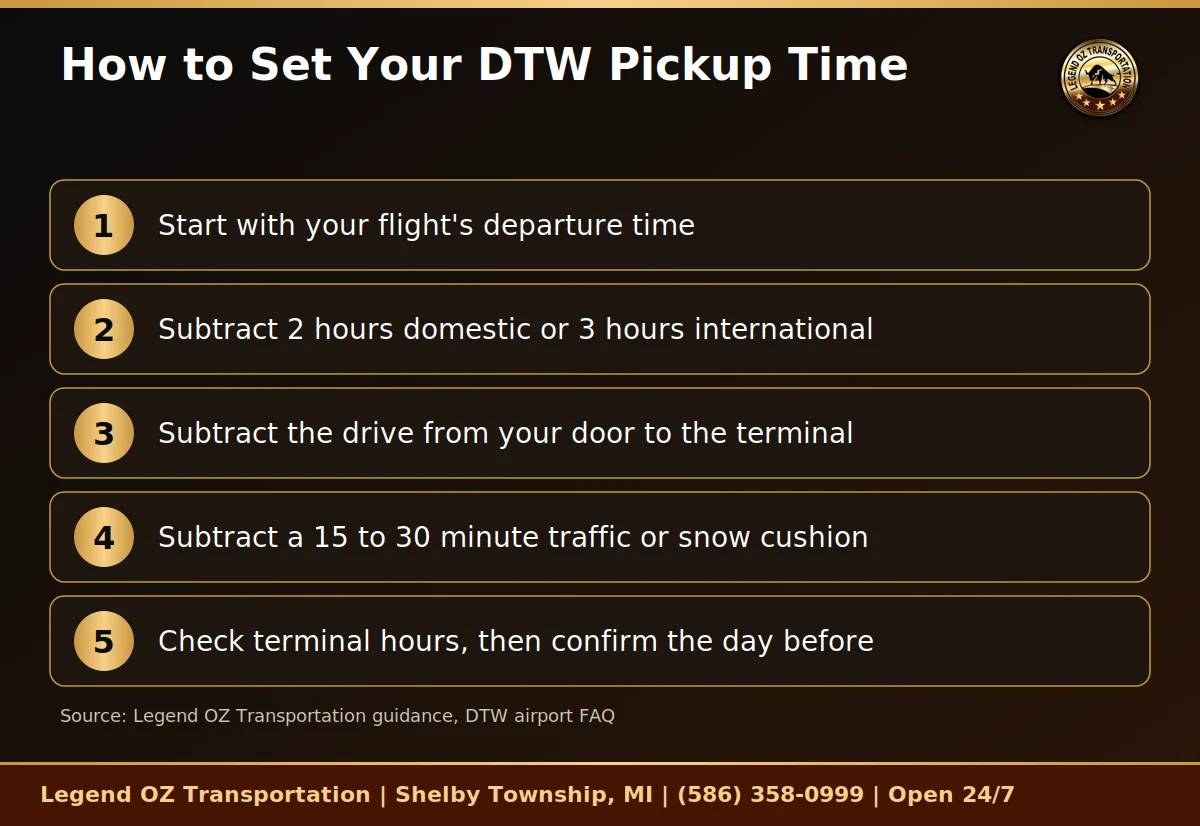 Five steps to work out what time your DTW airport transportation pickup should be