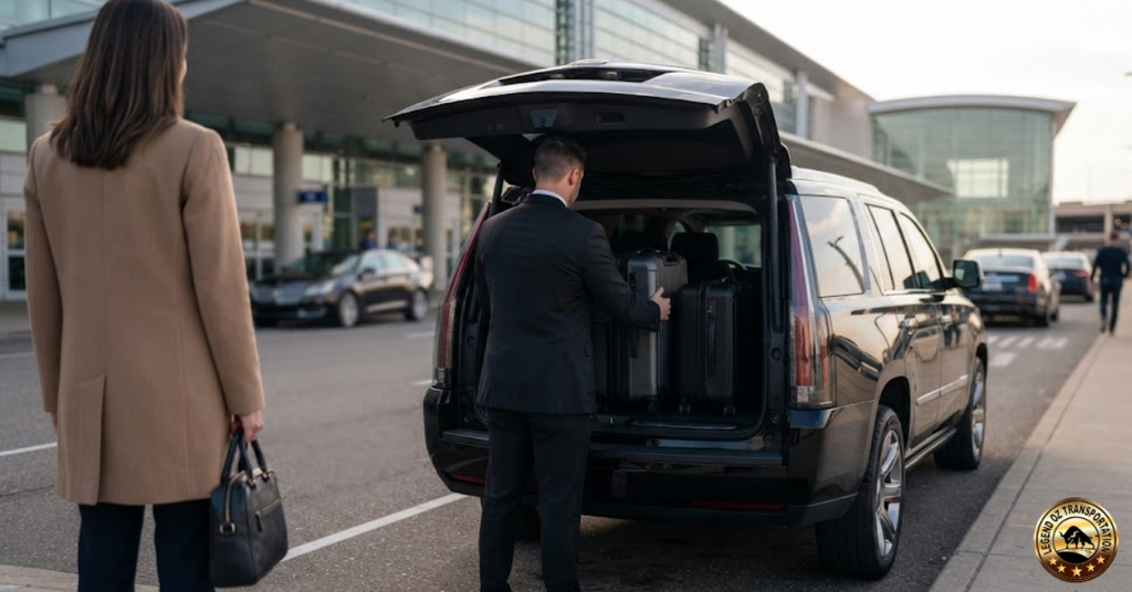Chauffeur meet-and-greet for a DTW airport pickup at baggage claim